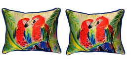 Pair of Betsy Drake Two Parrots Large Pillows 16 Inch x 20 Inch - £69.98 GBP