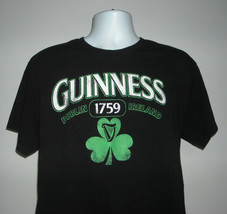Guinness Dublin 1759 Ireland T Shirt Mens Large Beer Harp Clover Logo Black - £17.36 GBP