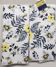 Set of 2 Same Printed Microfiber Kitchen Towels (15&quot; x 25&quot;) BEES &amp; LEAVE... - £8.59 GBP
