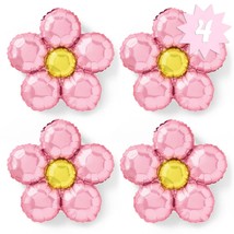 Light Pink Flower Balloon Set - 4 Pc | Groovy Birthday Decorations, Bachelorette - £12.14 GBP