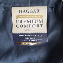 NEW Haggar Pants Mens 50 x 32 Navy Blue Premium Comfort classic Fit - $313.38 MXN