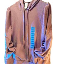 Members Mark Women&#39;s Hoodie Purple Puff Sleeve Drawstring Pocket L New - $348.57 MXN