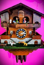 Large Size Swiss Chalet Musical 1 Day Cuckoo Clock w/Animals - $285.12