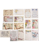Set 15 Antique Early 1900s Gold Embossed Poetry Greeting Cards Postcards... - $457.88 MXN