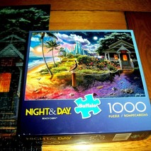 Jigsaw Puzzle 1000 Pcs Beach Cottage Sunshine Day And A Full Moon Night Complete - £11.62 GBP