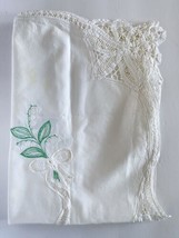 Lily Of The Valley Embroidered Deep Lace Tablecloth Card Table Cover 32in Square - £48.07 GBP