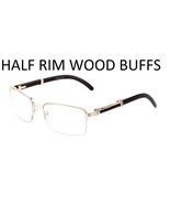1/2 Rim Semi Rimless Rectangle Wood Buffs Unisex clear glasses Gold and ... - £23.75 GBP
