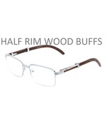 1/2 Rim Semi Rimless Rectangle Wood Buffs Unisex clear glasses Slver and... - £23.75 GBP
