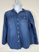 Torrid Womens Plus Size 2 (2X) Chambray Pocket Button-Up Shirt Long Sleeve - £16.87 GBP