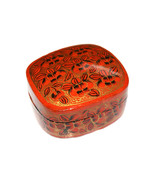 Folk Floral red wooden casket jewelry box unique vintage Flowers - €17,42 EUR