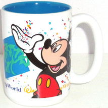 Walt Disney World Mickey Mouse Coffee Tea Mug Cup Ceramic White Blue - £27.49 GBP