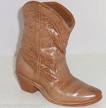 Frankoma Cowboy Boot 7&quot;  Planter Wall Pocket Brown Gold Vintage 133 USA ... - £27.49 GBP