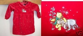 Size 12 Months Disney Store Winnie the Pooh Eeyore Red Velour Winter Dress EUC - £11.22 GBP