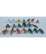 MIXED LOT OF 20 VINTAGE ASSORTED HARD PLASTIC JUNGLE ANIMALS MINI FIGURE... - £7.66 GBP