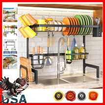 Sturdy Black Over Sink Dish Rack - Space-Saving, Adjustable &amp; Large Capa... - $59.39