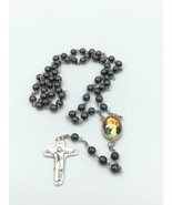 Hematite Rosary Necklace Jerusalem Round Catholic Virgen Schoenstatt  La... - $16.29 CAD
