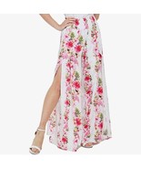 Hawaii Hangover Lady High Slit Hibiscus Pink Line Floral Wide Leg Pants - £29.41 GBP