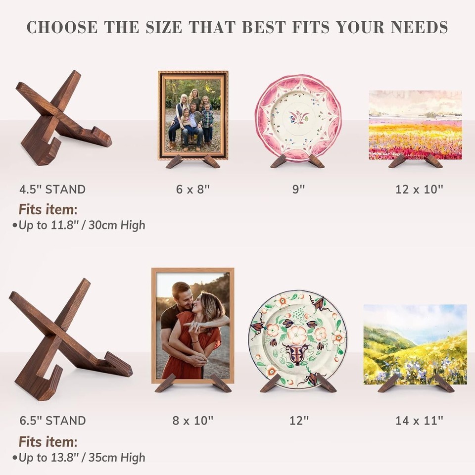 3-Pack 6.5-Inch Vintage Wooden Plate Holder Display Stand for Elegant Showcasing Item image 8
