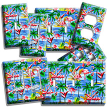 PINK FLAMINGO FLORIDA PARADISE PALM TREES LIGHT SWITCH OUTLET ROOM HI HO... - £7.06 GBP