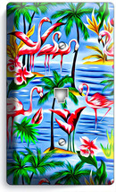 Pink Flamingos Paradise Island Palm Trees Phone Telephone Wall Plate Cover Decor - £8.78 GBP
