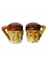Salt Pepper Shakers vtg figurines MM toby mug cup jug style England anti... - £23.44 GBP