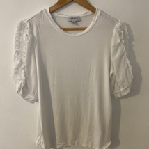 Carmen Marc Valvo Women’s White Ruffle Sleeve Blouse Size L - £9.74 GBP