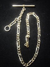 Antique 14 K Gold Filled Single Albert Watch Chain Ornate Figaro - Free Shipping - £240.55 GBP