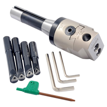 Indexable Tool Set, 2 Boring Head, R8 Shank, 4 Boring Bars - $439.86