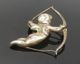 MEXICO 925 Silver - Vintage Shiny Baby Cupid Bow &amp; Arrow Brooch Pin - BP7560 - £44.88 GBP