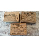 Lot Of 3 Vintage Eberhard Faber Hexagon Lumber Crayon Wooden Boxes - $24.74