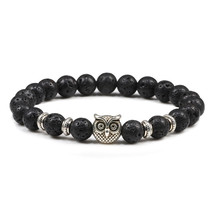 Black Lava Tiger Eye Weathered Stone Bracelets Bangles Classic Owl Beaded Natura - £8.62 GBP