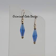Swarovski Blue Bicone Earrings with Gold Filled Rounds, Bronze Hooks, Hand Made 