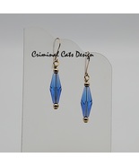 Swarovski Blue Bicone Earrings with Gold Filled Rounds, Bronze Hooks, Ha... - £11.99 GBP