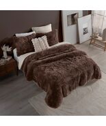EXPRESSO SHAGGY BLANKET WITH SHERPA VERY SOFTY THICK AND WARM QUEEN SIZE - $118.79
