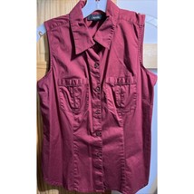 Alfani Women&#39;s Size 4 Maroon Vest Cotton Spandex Button Up Sleeveless Po... - $19.80