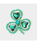 Clover shamrock heart crystal pin brooch - €12,25 EUR