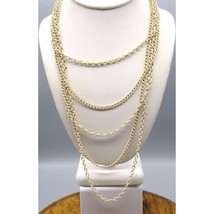Vintage Napier Multi Strand Necklace, Five White Enamel Chains with Varying Link - £30.44 GBP