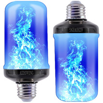 2PCS Blue LED Flame Bulbs E26 Base 4 Modes Energy Saving Christmas Outdoor Bulb - £11.98 GBP