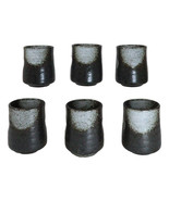 Pack Of 6 Charcoal Grey Tone Hakumu Reactive Glaze Ceramic Yunomi Tea Cu... - $46.48 CAD