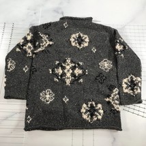 Nordic Design Sweater Womens Petite Small Gray Snowflakes Fair Isle Wool... - £21.78 GBP