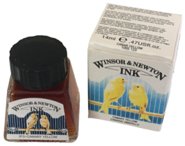 Winsor and Newton Drawing Ink Bottle Canary Yellow Calligraphy Art Illustrator - £15.94 GBP