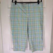 Talbots Petites Signature Capri Pants Teal/Green Plaid Women’s Size 16P - $418.83 MXN