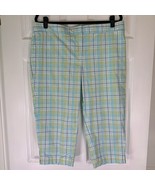 Talbots Petites Signature Capri Pants Teal/Green Plaid Women’s Size 16P - $423.54 MXN
