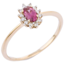 14K Gold Rhodolite Halo Diamond Ring - £164.27 GBP