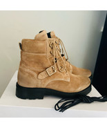 All Saints Paulina Suede Leather Buckle Moto Boot, Size 11, Brown/Tan, NWT - $3,353.50 MXN