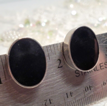 All Solid 925 Sterling Silver Lightweight Black Stone Earrings Mexico 12 Grams - £25.94 GBP