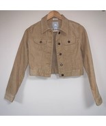 Vintage Y2K Tan Boho Cropped Jacket Women&#39;s XS  Corduroy Jean Lightweigh... - £29.38 GBP