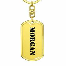 Morgan - Luxury Dog Tag Keychain 18K Yellow Gold Finish Personalized Name - £27.87 GBP