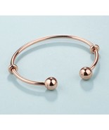 Rose Gold Open Bangle Bracelet Fits European Charm Beads - £22.71 GBP+