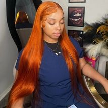 200% Burgundy Bone Straight 34 Inch 13x4 HD #350 16inches 13x4 Lace Fron... - $88.70